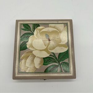 Vintage‎ Wooden Bridge Set – Unused Playing Cards – Floral Box – Complete